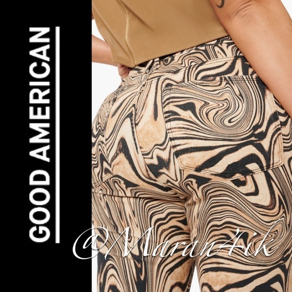 Good American Good Classic Print High Waist
Ankle Crop Jeans Natural Swirl 24 - Picture 4 of 16